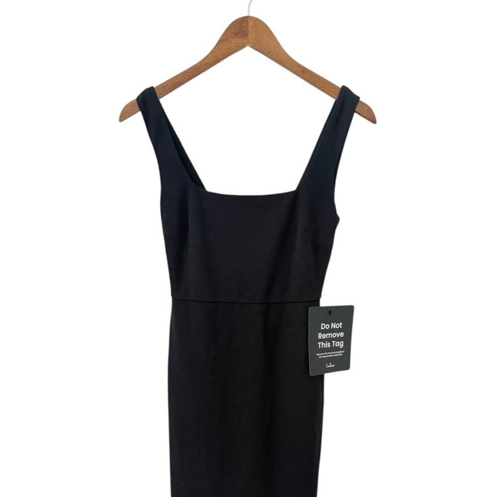 Lulus Moment Maker Black Square Neck Trumpet Midi Dress size XS NWT - Picture 5 of 6